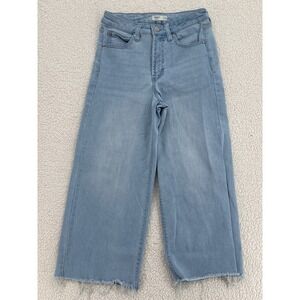 OAT NEW YORK Jeans Women Size 6 28 High Rise Wide Leg Cropped Raw Hem 1041-CAMX